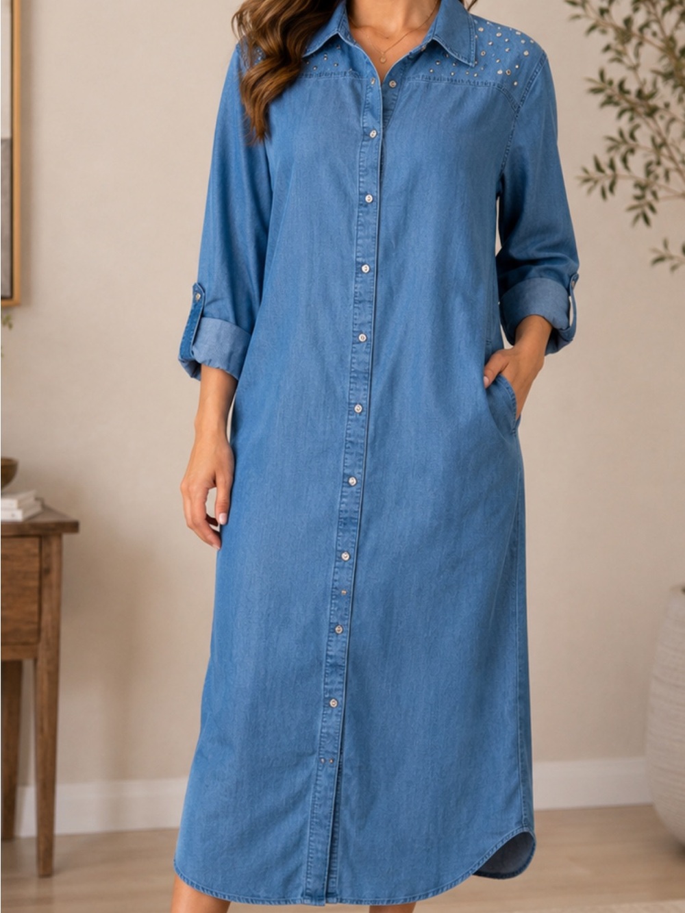 Given Kale Light Blue Denim Top with Size 2X Tag